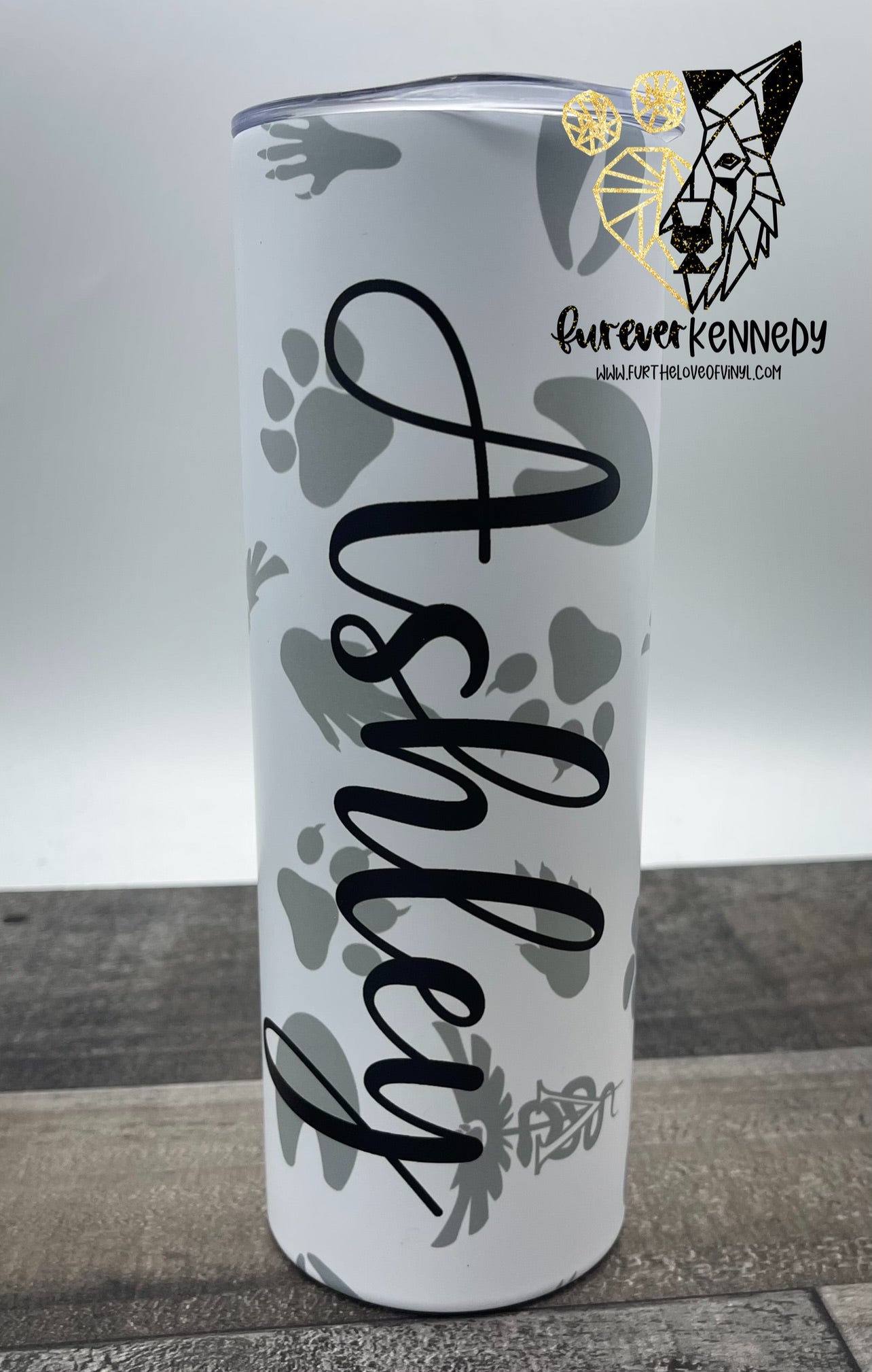 Custom Name Silver Leopard 20oz Skinny Tumbler