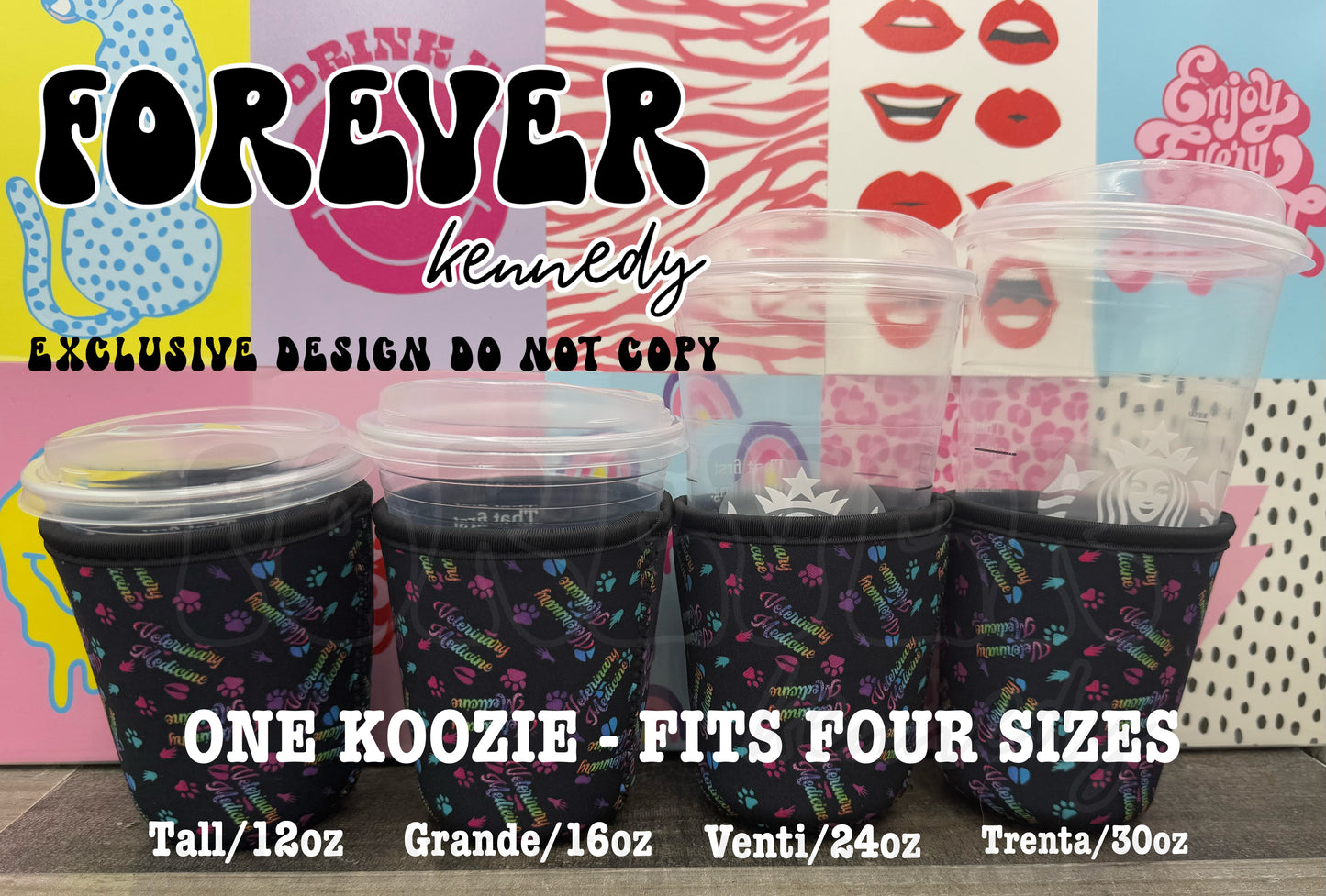 (RTS) Drink Sleeve: EXCLUSIVE DESIGN Colorful Veterinary Medicine