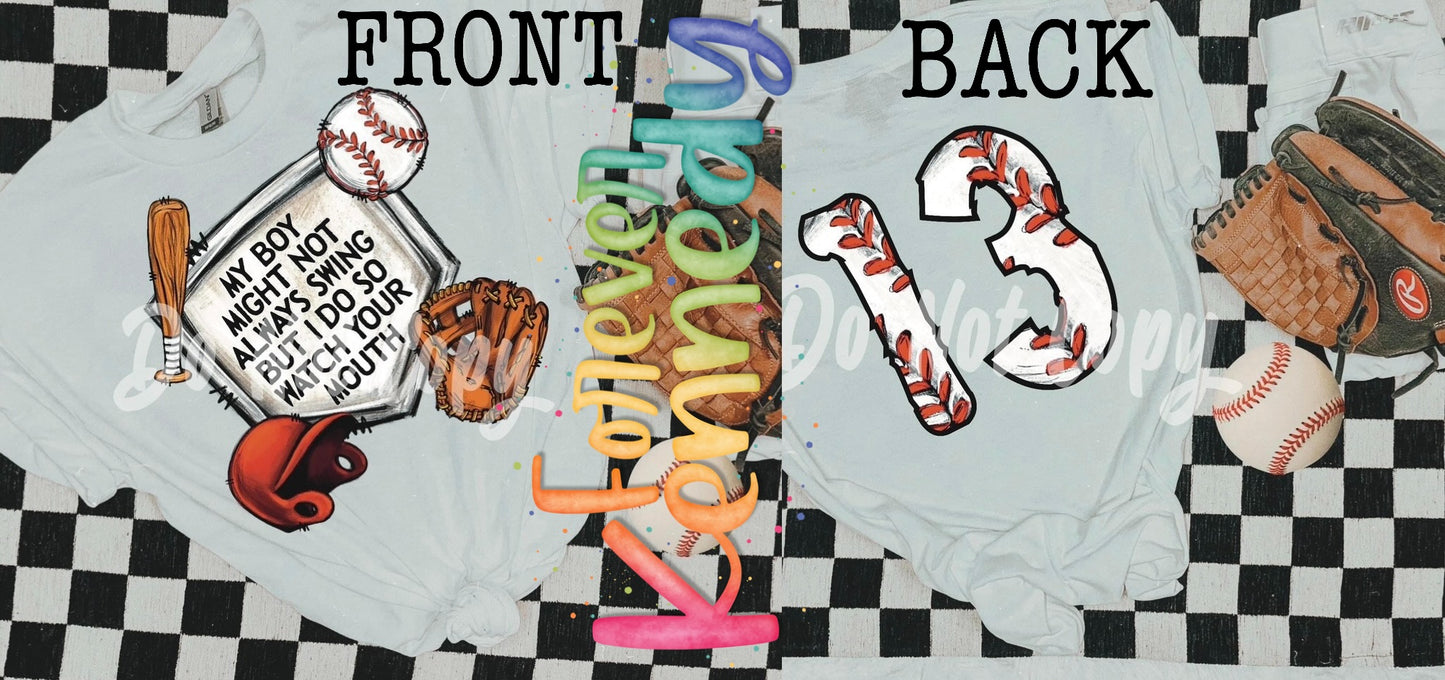 (MTO) CHOOSE YOUR APPAREL STYLE: Baseball *My boy (front and back) CUSTOM number on back