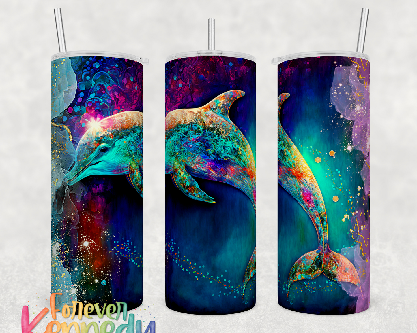 (MTO) 20oz Tumbler: Colorful dolphin