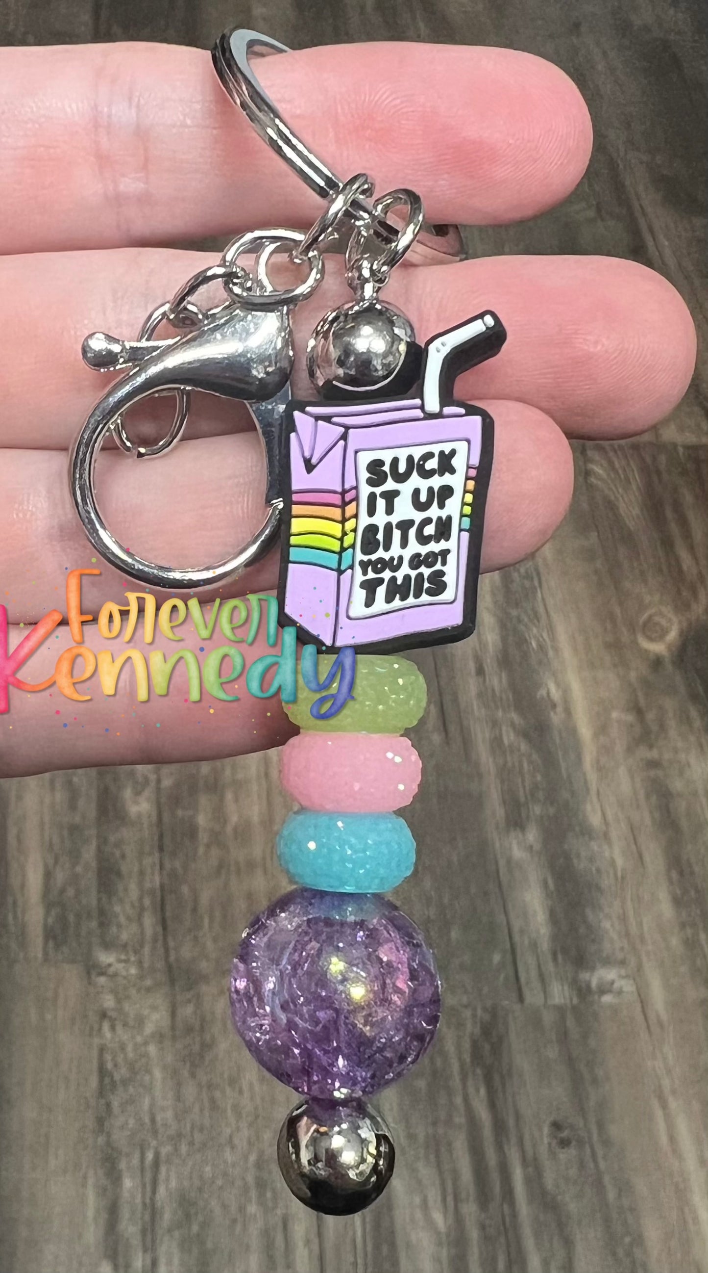 (MTO) Beaded Keychain: Suck it up bitch