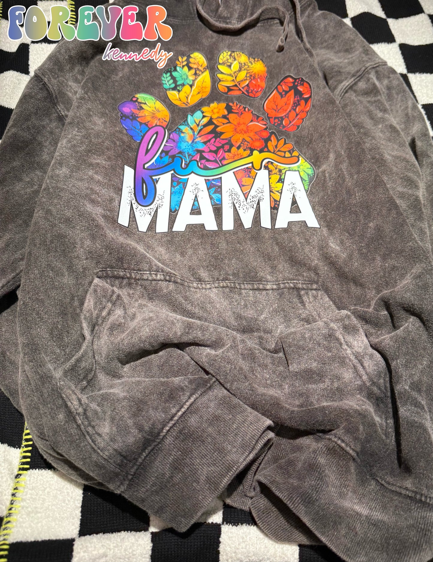 (MTO) Mineral Wash Hoodie: Fur Mama