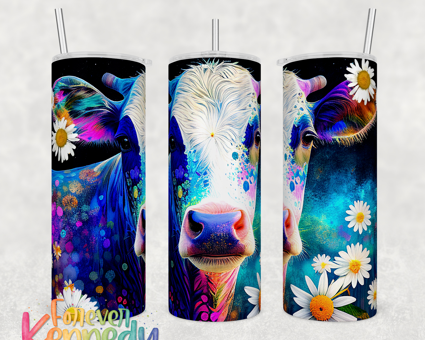 (MTO) 20oz Tumbler: Colorful cow