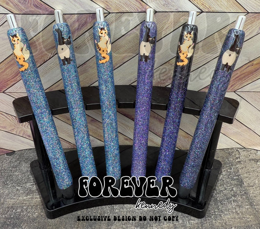 (PO) Custom Refillable Glitter Epoxy Pen: EXCLUSIVE DESIGN Cat Buttholes