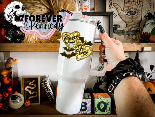 (MTO) 40oz Tumbler with handle: / Queen Bee