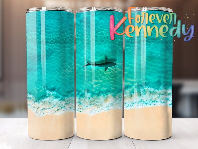 (MTO) 20oz Tumbler *choose style*: Ocean View Shark