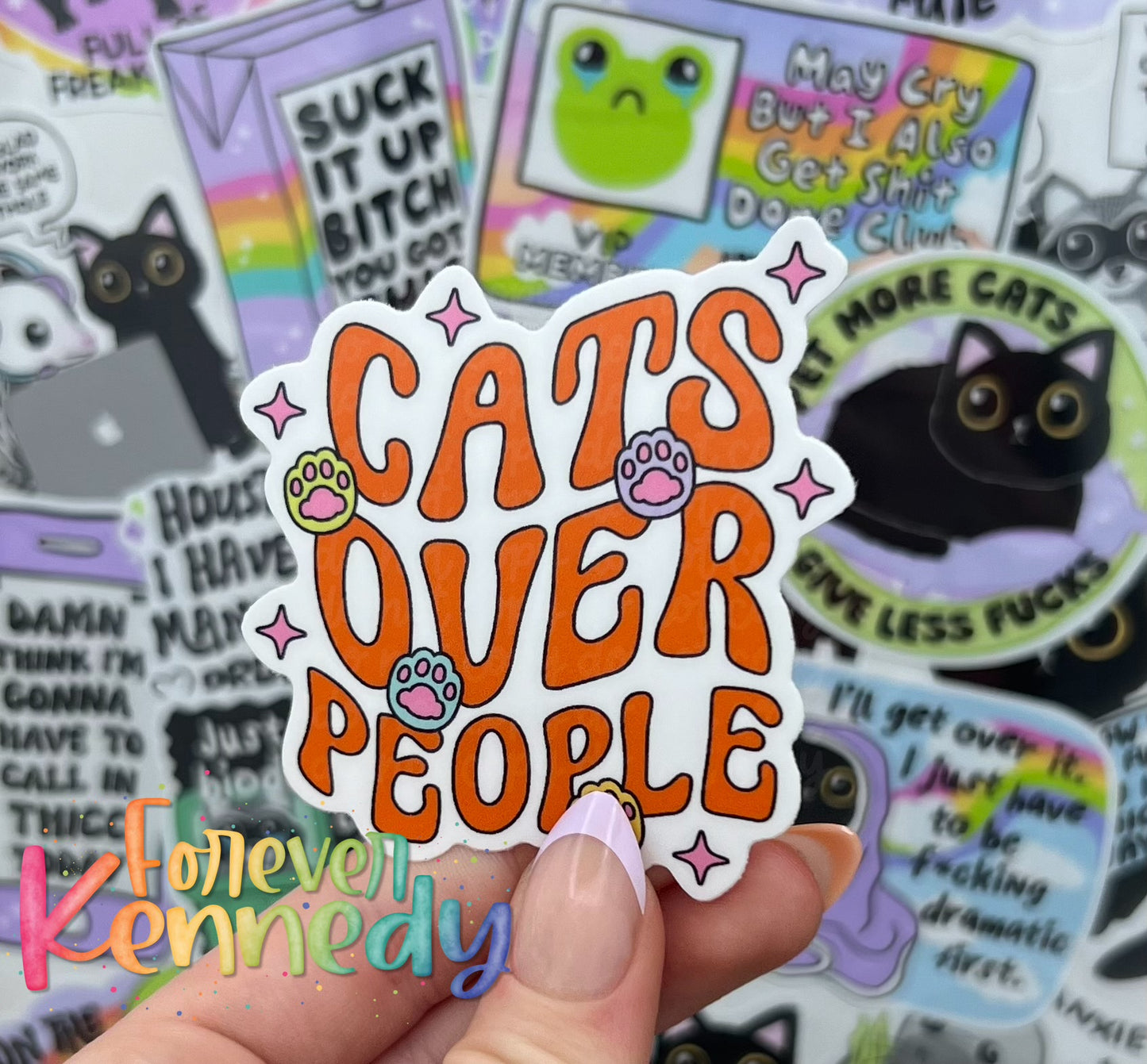 (RTS) Vinyl Sticker: Cats over people