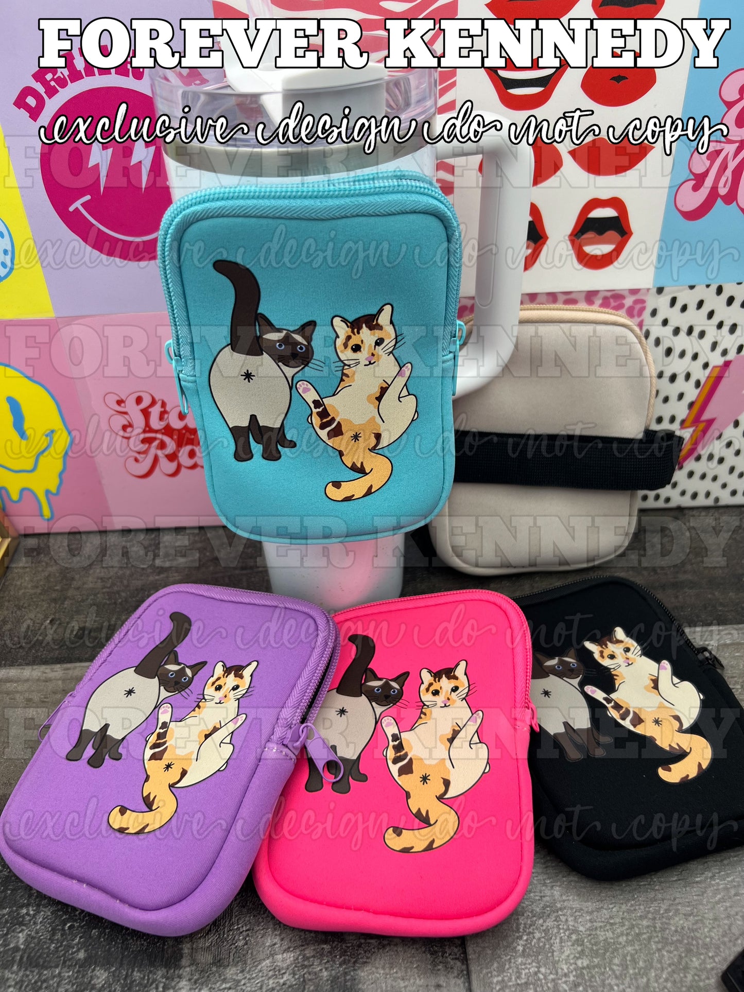 (MTO) Tumbler Bag with zipper: Cat buttholes