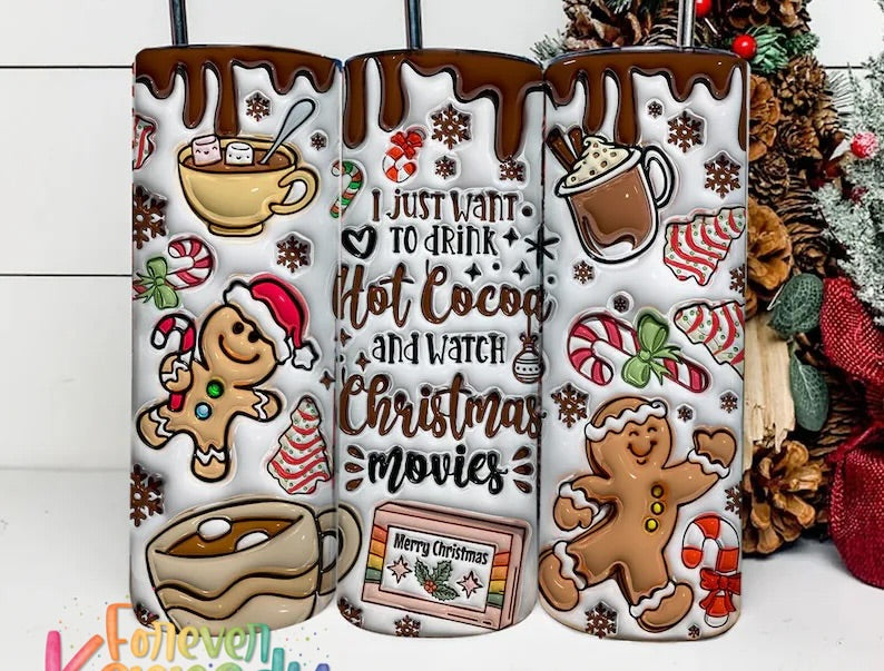 (MTO) 20oz Tumbler: Hot cocoa and Christmas movies