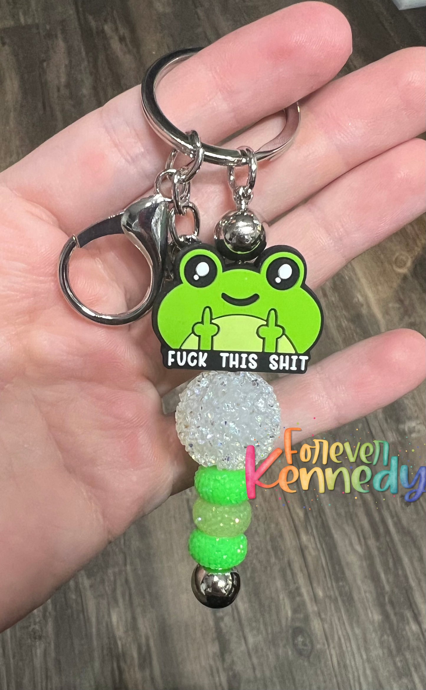 (MTO) Beaded Keychain: Fuck this shit frog
