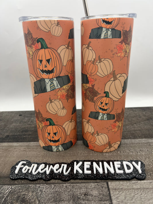 (MTO) 20oz Tumbler: Dwight pumpkin head