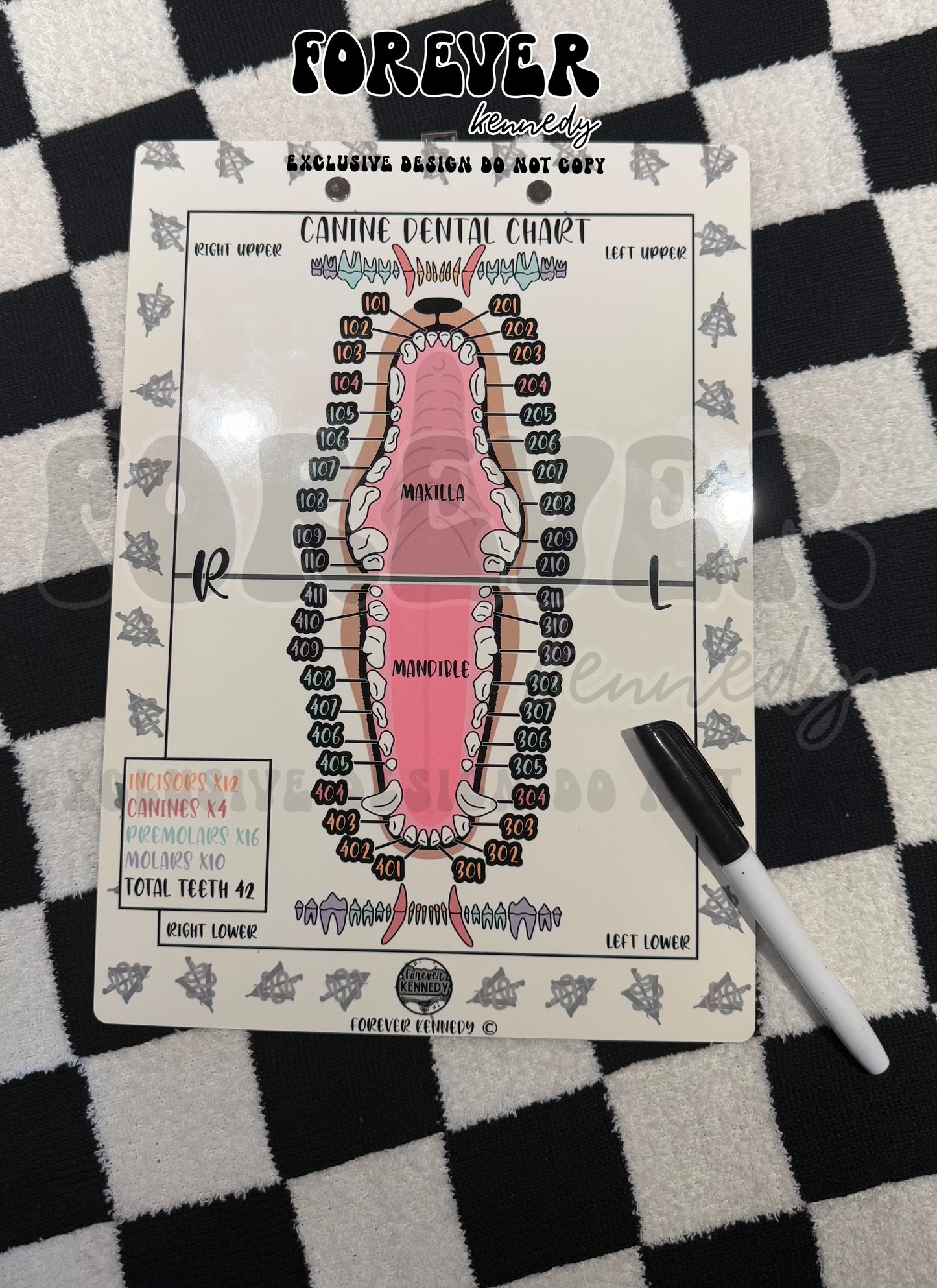 (MTO) Clipboard: EXCLUSIVE DESIGN Dental Chart *double sided / both canine and feline*