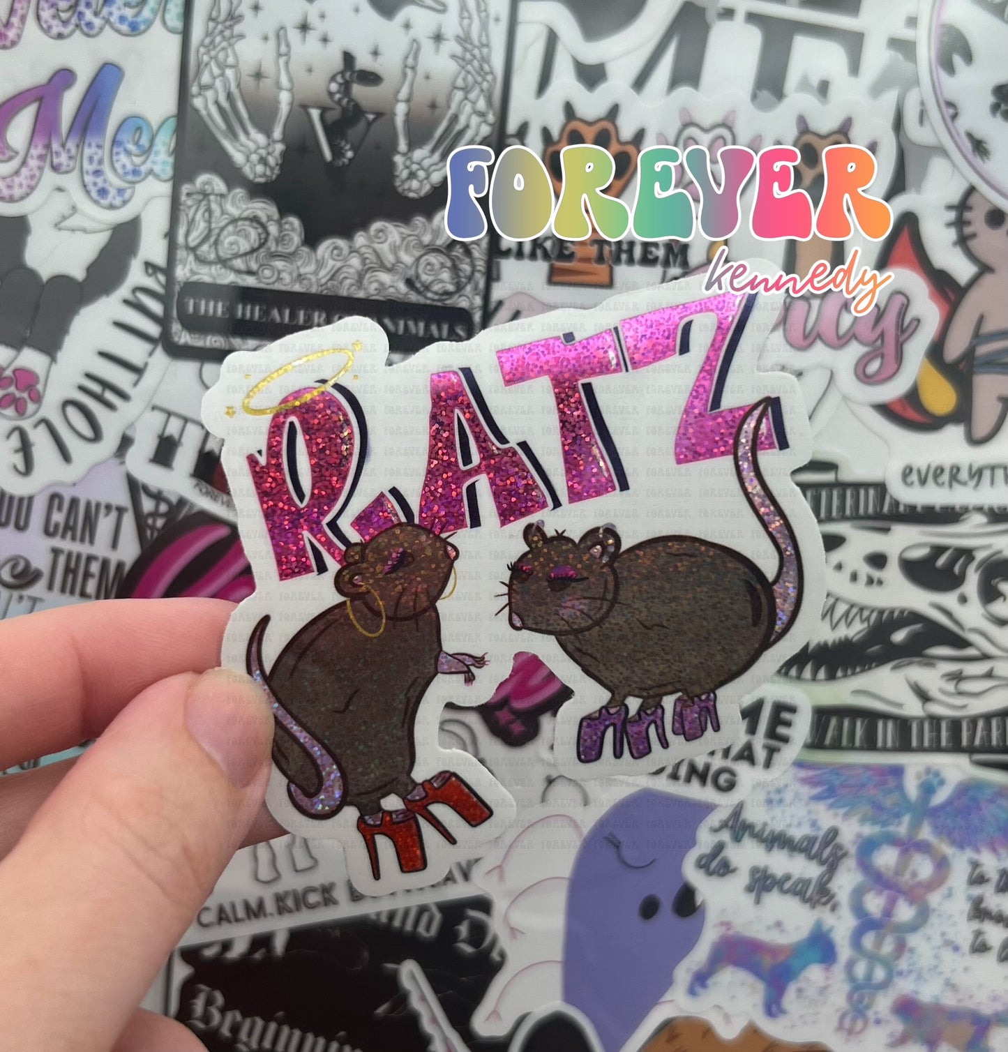 (RTS) GLITTER Vinyl Sticker: Ratz