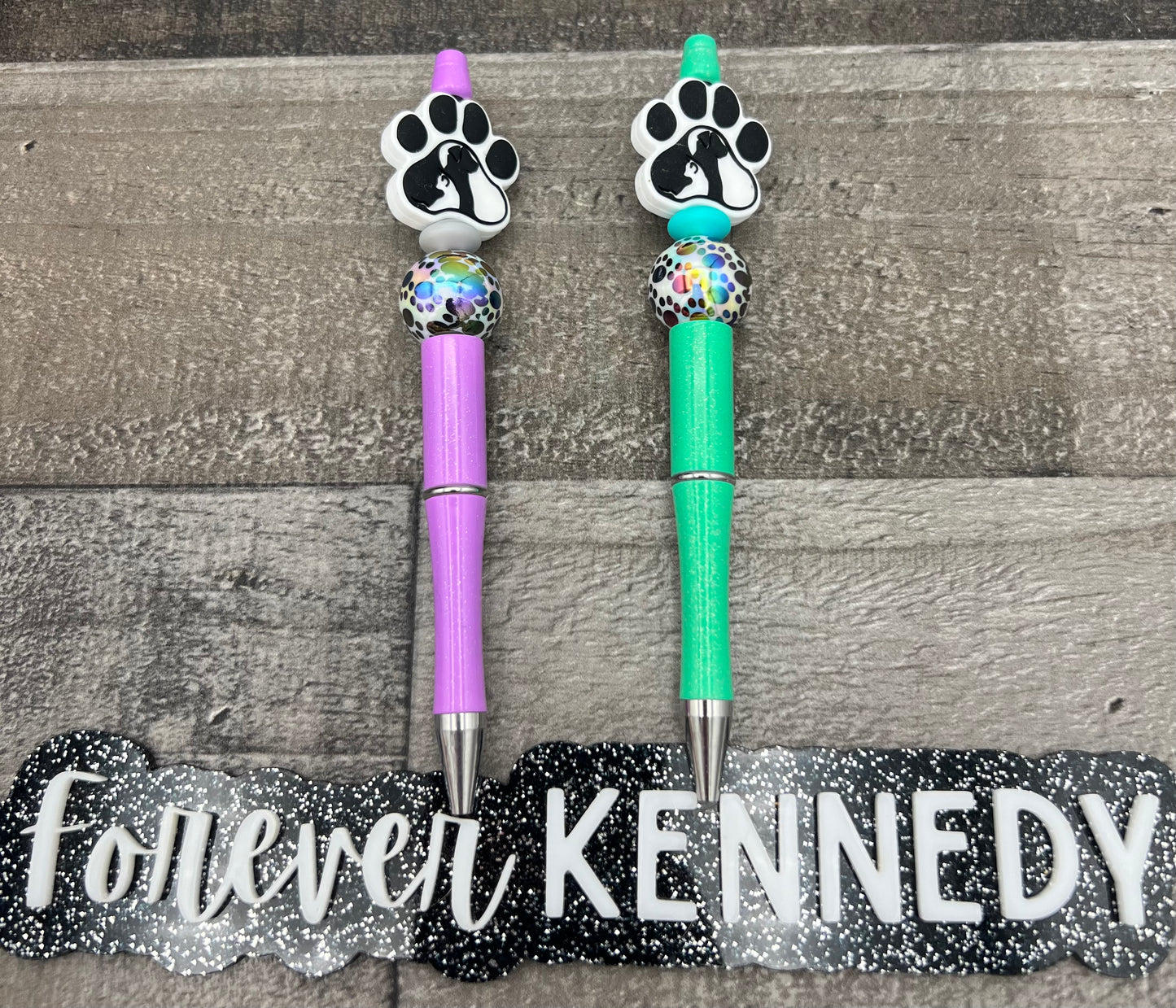 (RTS) Bead Pen / Cat and Dog Pawprint with colorful paw print bead