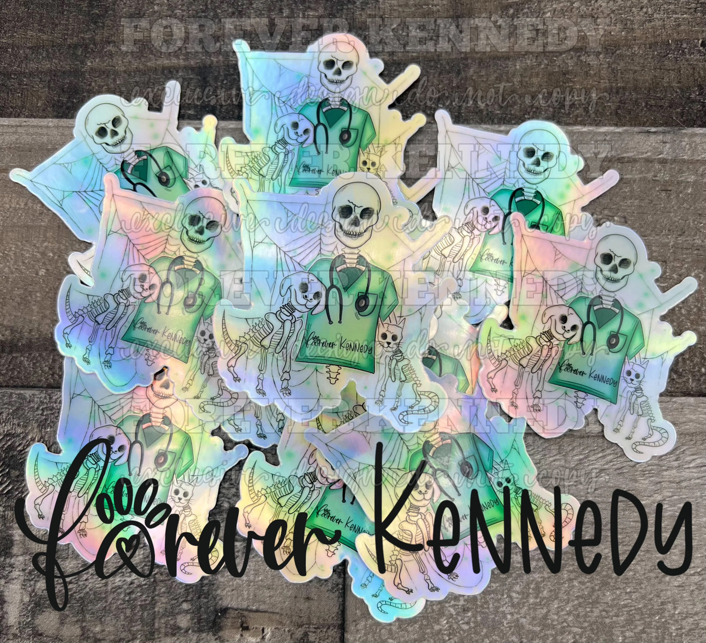 (RTS) HOLOGRAPHIC Vinyl Sticker: EXCLUSIVE / Veterinary Skeleton