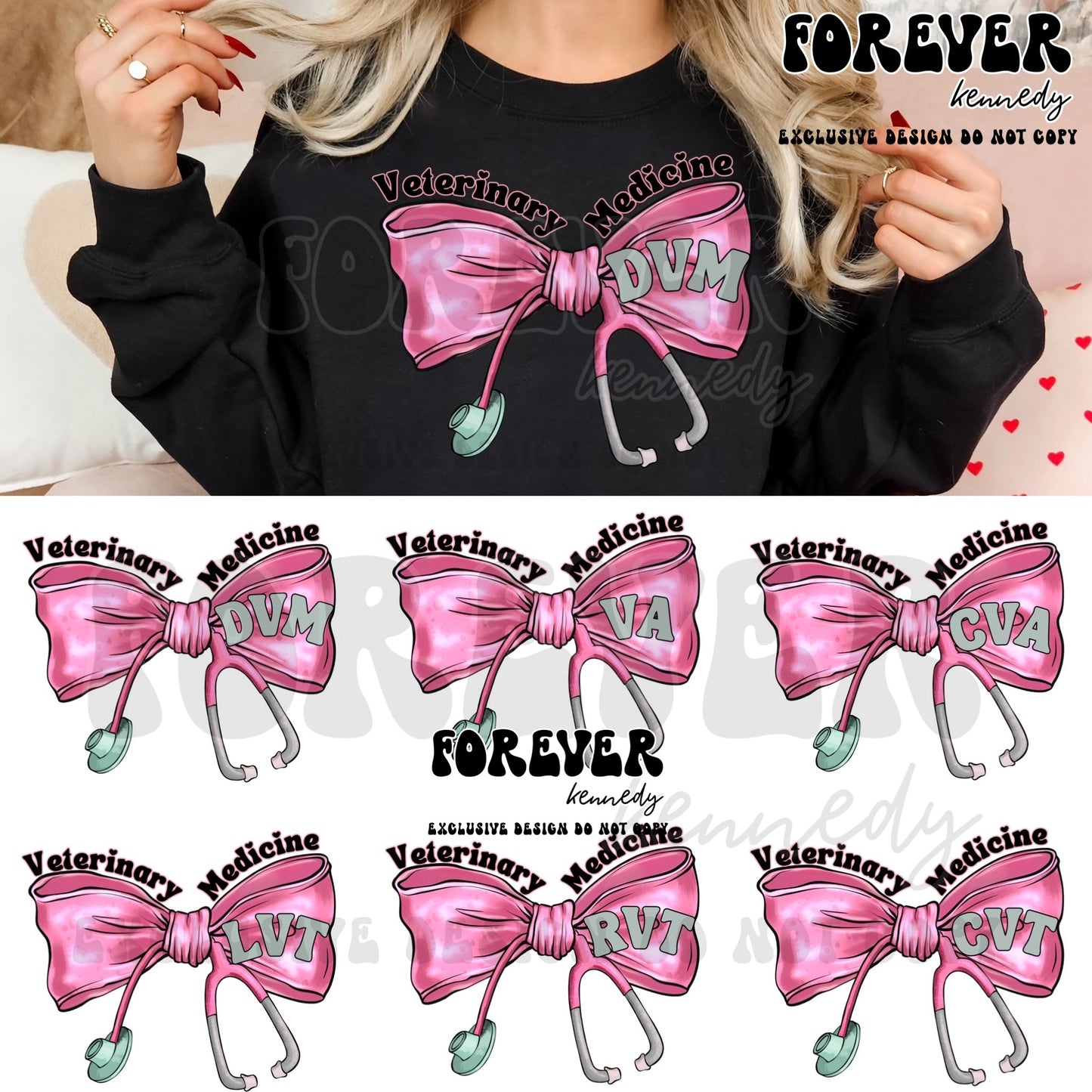 (MTO APPAREL) * CHOOSE STYLE: EXCLUSIVE Stethoscope Bow Veterinary Medicine *customizable*