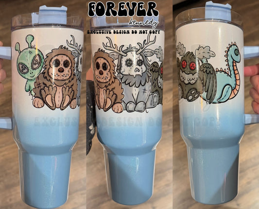 (MTO) 40oz Tumbler with handle: Sewn Cryptids