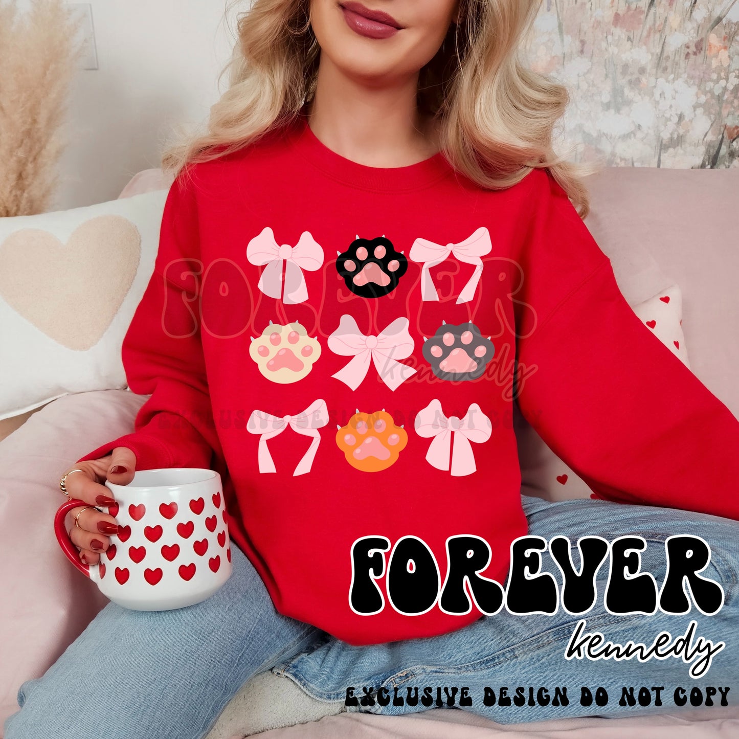 (MTO APPAREL) * CHOOSE STYLE: Bow Collage Round Cat Paws