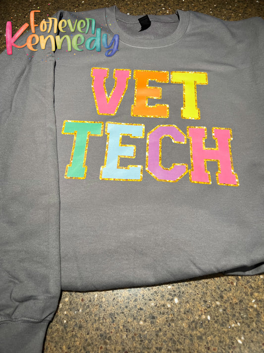 (MTO) Pick Your Apparel: FAUX chenille letters Vet Tech