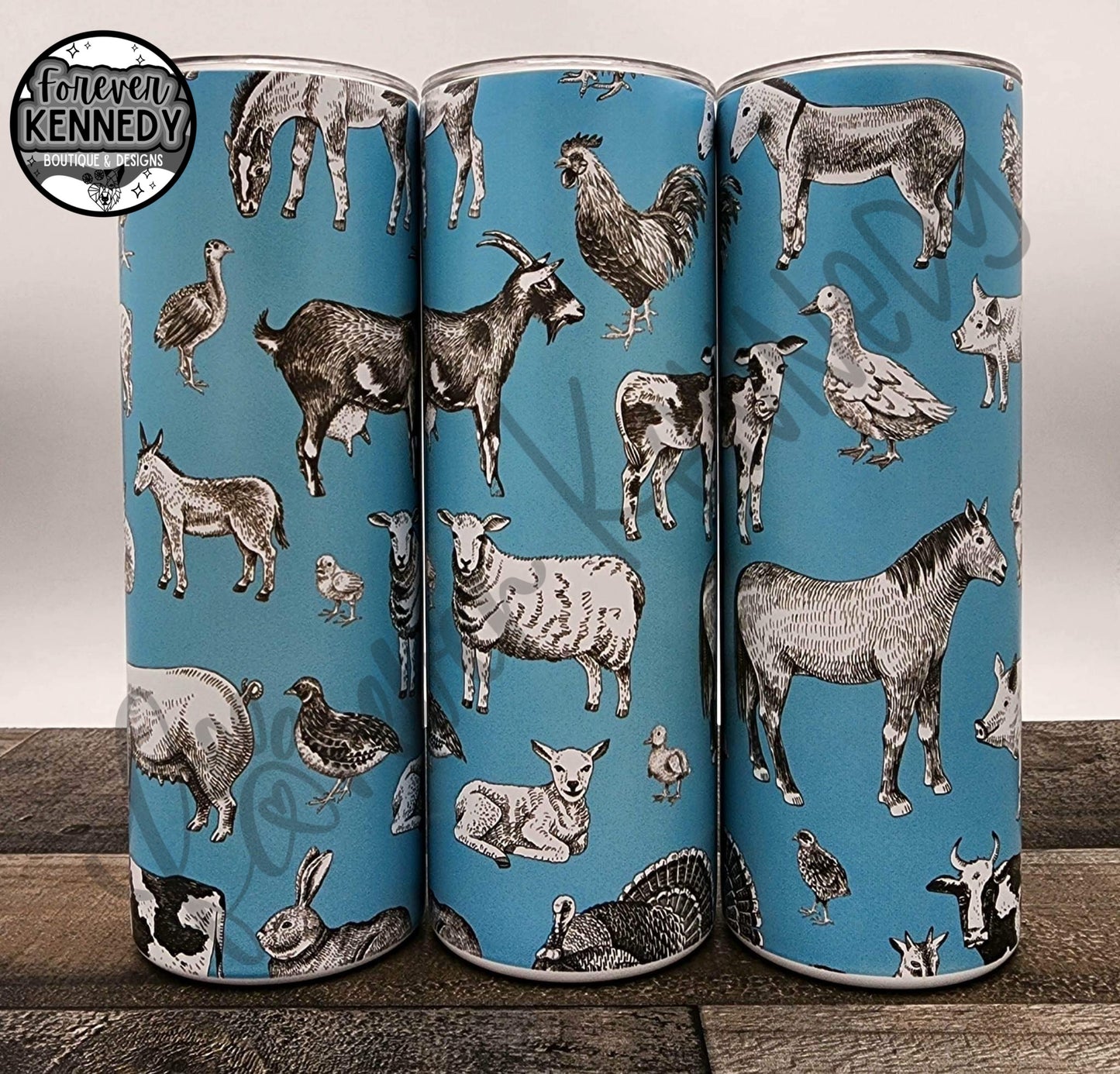 (MTO) 20oz Tumbler: Farm Animal Collage