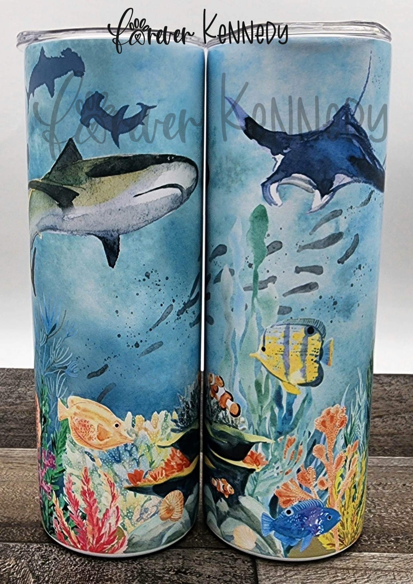 (MTO) 20oz Tumbler: Ocean / Shark & Ray