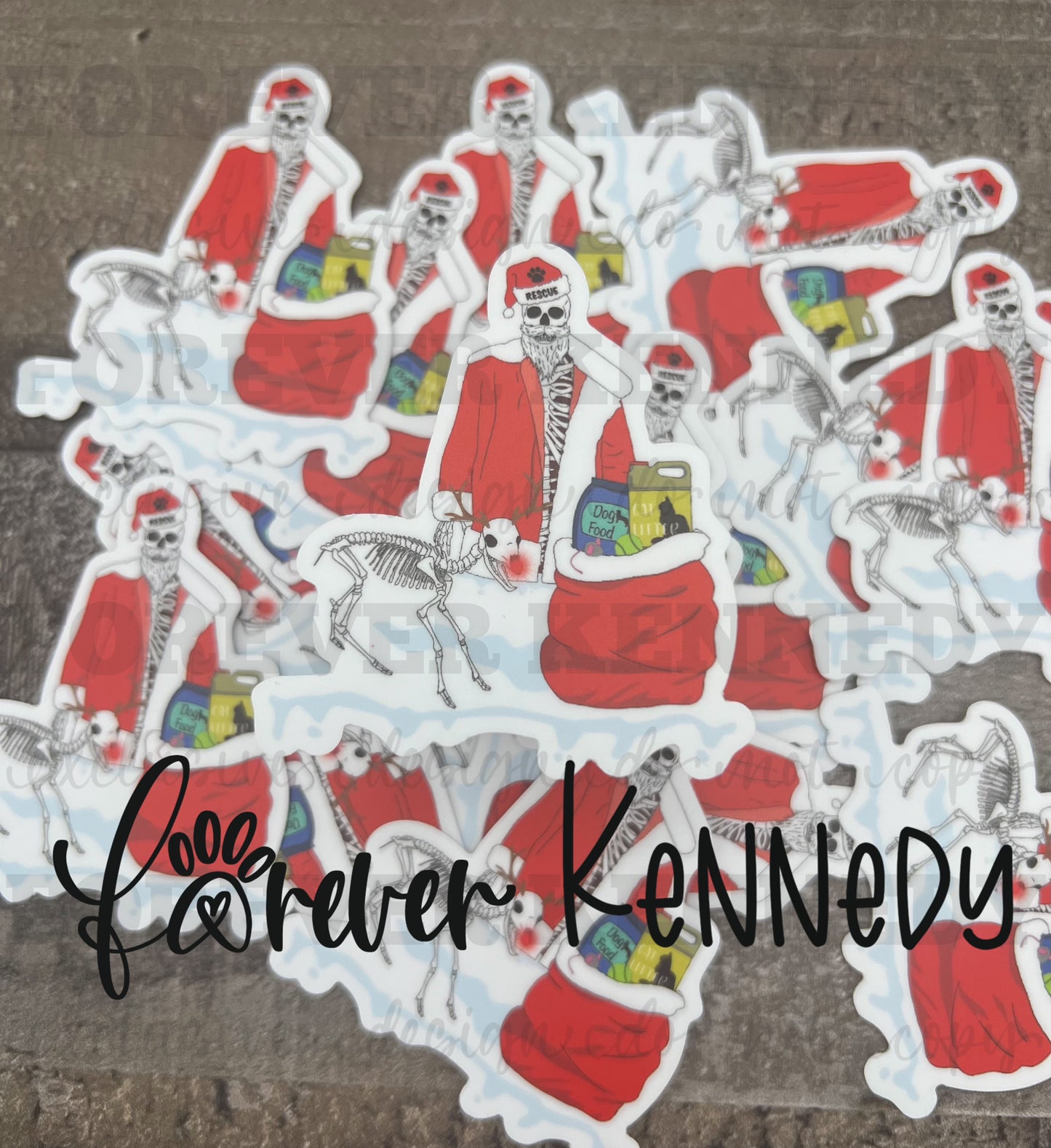 (RTS) Vinyl Sticker: EXCLUSIVE / Spooky Skeleton Santa / Animal Rescue