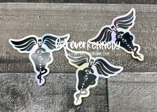 (RTS) HOLOGRAPHIC Vinyl Sticker: EXCLUSIVE / Veterinary Continue