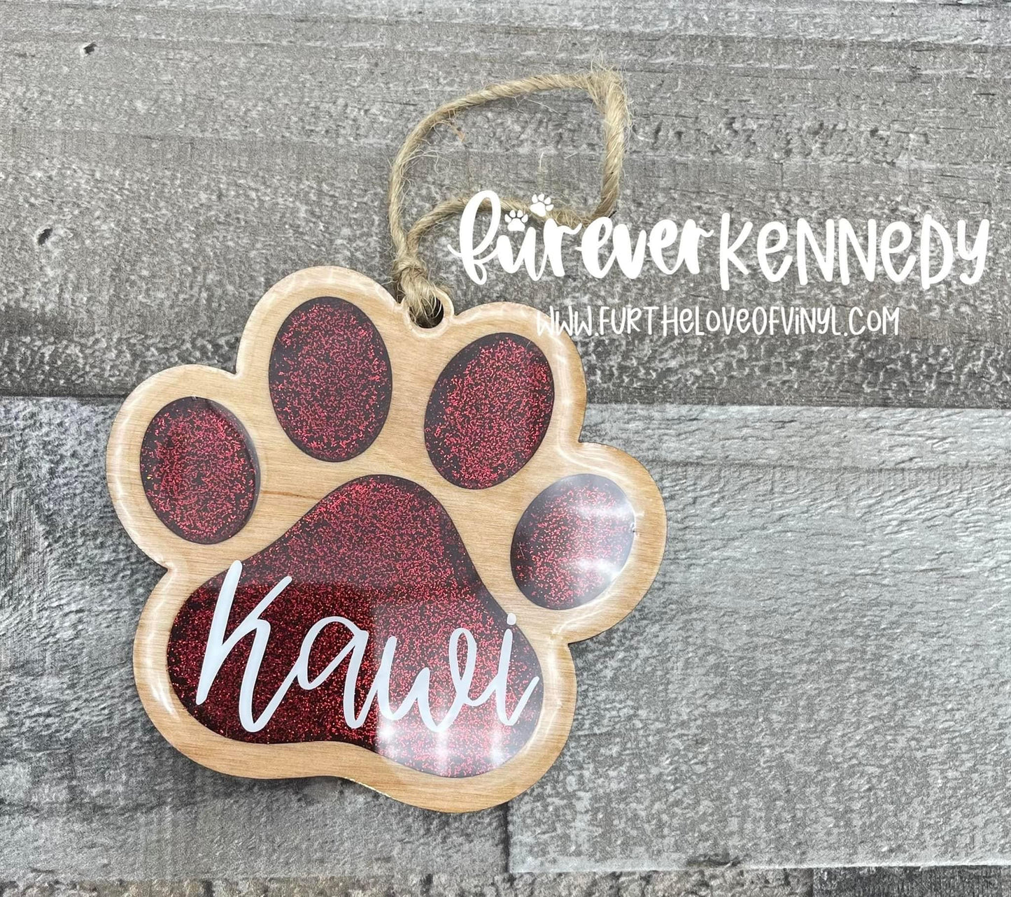 (PO) Ornament: Paw Print with Custom Name