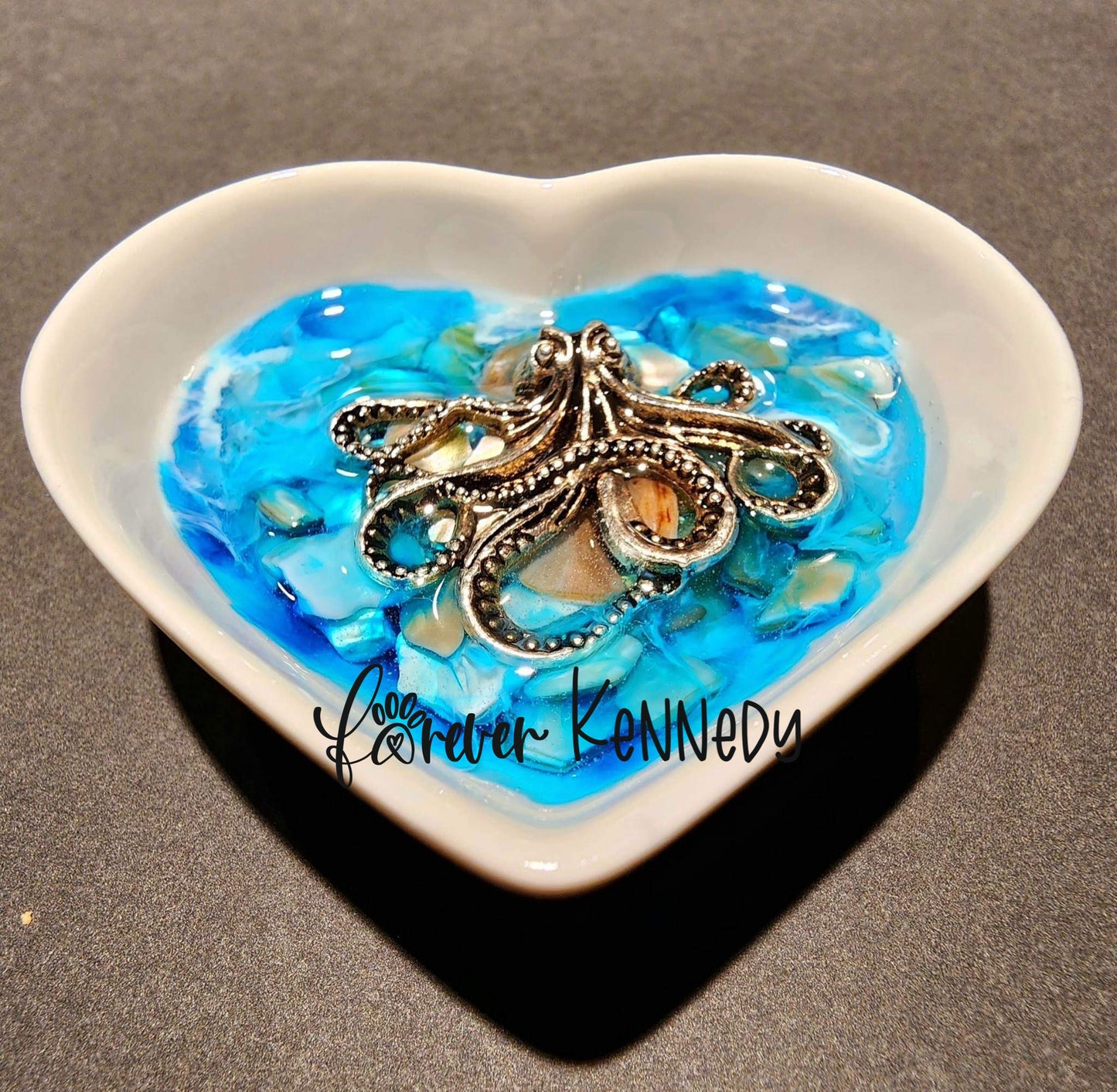 (MTO) Epoxy Ceramic Jewelry Tray / Ocean / Octopus