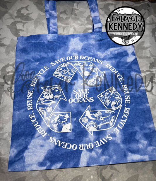 (MTO) Tote Bag : Ocean Animals / Recycle